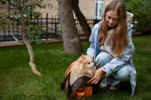 Smiley girl with dog